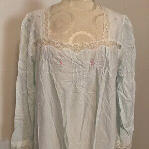 VTG 70s BARBIZON PINTUCKED COTTON & LACE PUFF SLEEVE NIGHTGOWN L COTTAGECORE